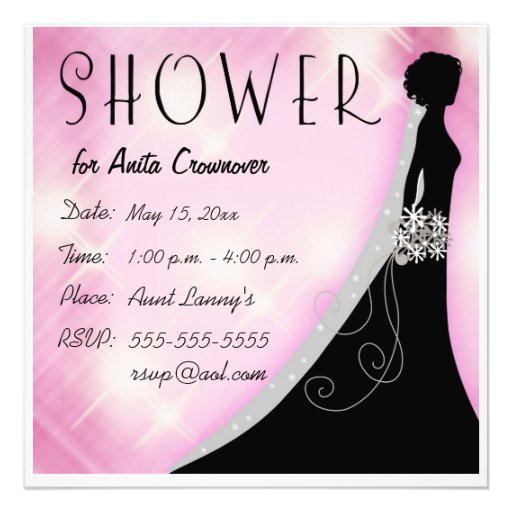 Pink and Black Bling Bridal Shower Custom Invitation