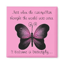 Pink and Black Butterfly Magnet