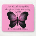 Pink and Black Butterfly Mouse Pad mousepads