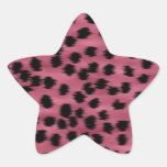 Pink and Black Cheetah Print Pattern. Star Stickers