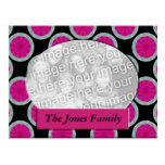 pink and black circle photo frame post cards