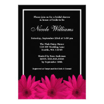 Pink and Black Daisy Bridal Shower Personalised Announcements
