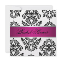 Pink and Black Damask Bridal Shower Custom Invitation