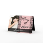 Pink and Black Damask Chic Graduation Annoncement cards