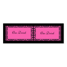 Pink and Black Damask Drink Tickets Business Card Template