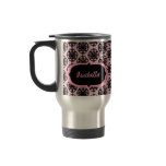Pink and Black Damask Mug