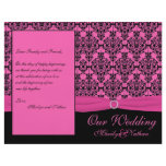 Pink and Black Damask Wedding Program flyers