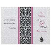 Pink and Black Damask Wedding Program