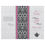 Pink and Black Damask Wedding Program flyers