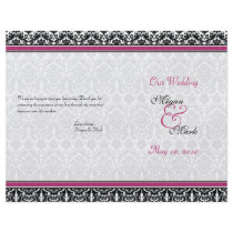 Pink and Black Damask Wedding Program