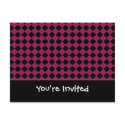 Pink and Black Diamond Invitation postcards
