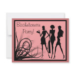 Pink and Black Dress Silhouette Bachelorette Party invitations