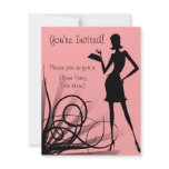 Pink and Black Dress Silhouette Custom Invitations