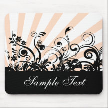 Pink and Black Floral Mouse Pad