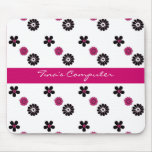 Pink and Black Floral Mousepad