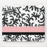 Pink and Black Floral Pattern mousepads