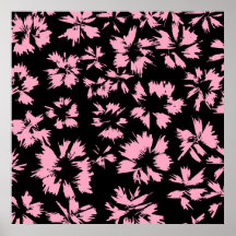 Pink and Black Floral Pattern. Poster