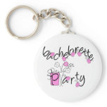 Pink and Black Flowers Bachelorette Party Key Chains