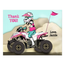 Pink and Black Girl ATV Rider Custom Invite