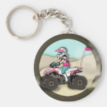 Pink and Black Girl ATV Rider Keychains