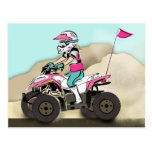 Pink and Black Girl ATV Rider Postcard