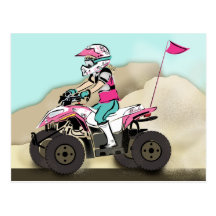 Pink and Black Girl ATV Rider Postcard