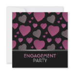 Pink and Black Hearts Engagement party invitation