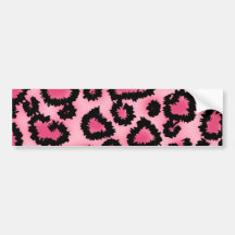 Pink and Black Leopard Print Pattern. Bumper Sticker