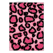 Pink and Black Leopard Print Pattern. Greeting Cards