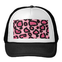 Pink and Black Leopard Print Pattern. Hats