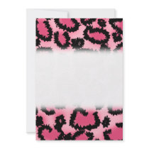 Pink and Black Leopard Print Pattern. Personalized Invitation