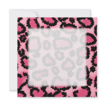 Pink and Black Leopard Print Pattern. Personalized Invite