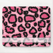 Pink and Black Leopard Print Pattern. Mouse Pad