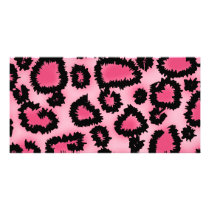 Pink and Black Leopard Print Pattern. Photo Greeting Card
