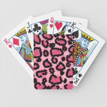 Pink and Black Leopard Print Pattern. Bicycle Poker Cards