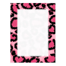 Pink and Black Leopard Print Pattern. Postcards