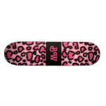 Pink and Black Leopard Print Pattern. Skate Boards