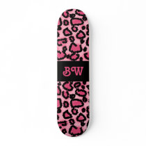 Pink and Black Leopard Print Pattern. Skate Boards
