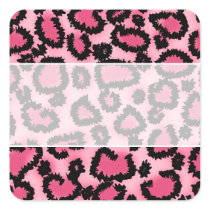 Pink and Black Leopard Print Pattern. Sticker
