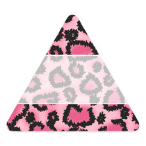 Pink and Black Leopard Print Pattern. Triangle Stickers