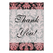 pink and black ornate fleur chic damask greeting cards