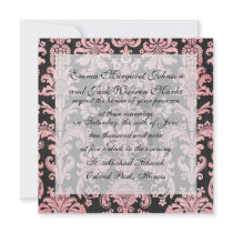pink and black ornate fleur chic damask custom announcement