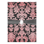 pink and black ornate fleur chic damask announcements