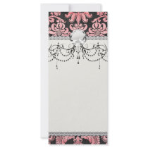 pink and black ornate fleur chic damask full colour rack card