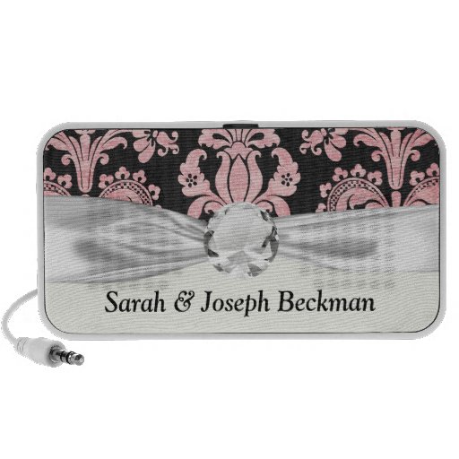 pink and black ornate fleur chic damask travelling speaker