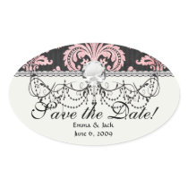 pink and black ornate fleur chic damask stickers