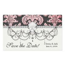 pink and black ornate fleur chic damask rectangular stickers
