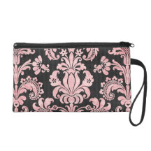 pink and black ornate fleur chic damask wristlets