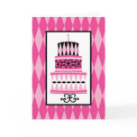 Pink and Black Party Cake Greeting Cards