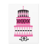 Pink and Black Party Cake postcards